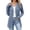 Blue, variant on Women's Hooded Cardigan Sweater Ribbed V Neck Long Sleeve Button Front Mid Length Loose Casual Knitwear Coat Green XL