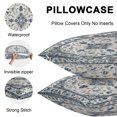 thumbnail image 5 of Throw Pillow Covers 26x26 Inch Set of 2, Blue Boho Floral Waterproof Outdoor Pillow Covers, Vintage Farmhouse Botanical Motifs Decorative Cushion Pillowcases for Couch, Sofa, Bed, Garden, Patio, 5 of 9