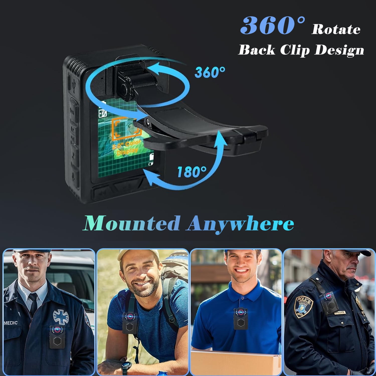 RONY 128GB Wearable Body Camera with Audio and Video Recording, 1080P FHD Body Cam with IR Night Vision for Law Enforcement Security Guard Civilian