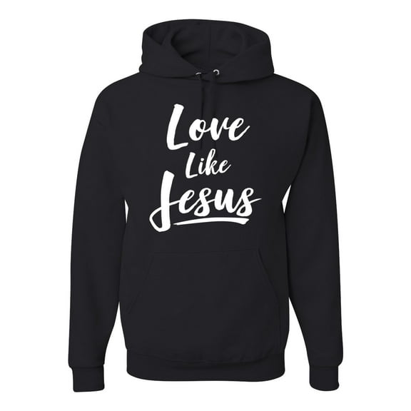 Wild Bobby Love Like Jesus Inspirational/Christian Unisex Graphic Hoodie Sweatshirt, Black, Small
