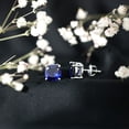thumbnail image 3 of Rosec Jewels Cushion Cut Lab Grown Blue Sapphire Solitaire Stud Earrings for Women, 925 Sterling Silver, 3 of 7