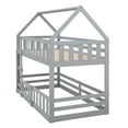 thumbnail image 5 of Twin over Twin House Bunk Bed with Fence and Door, Gray, 5 of 13