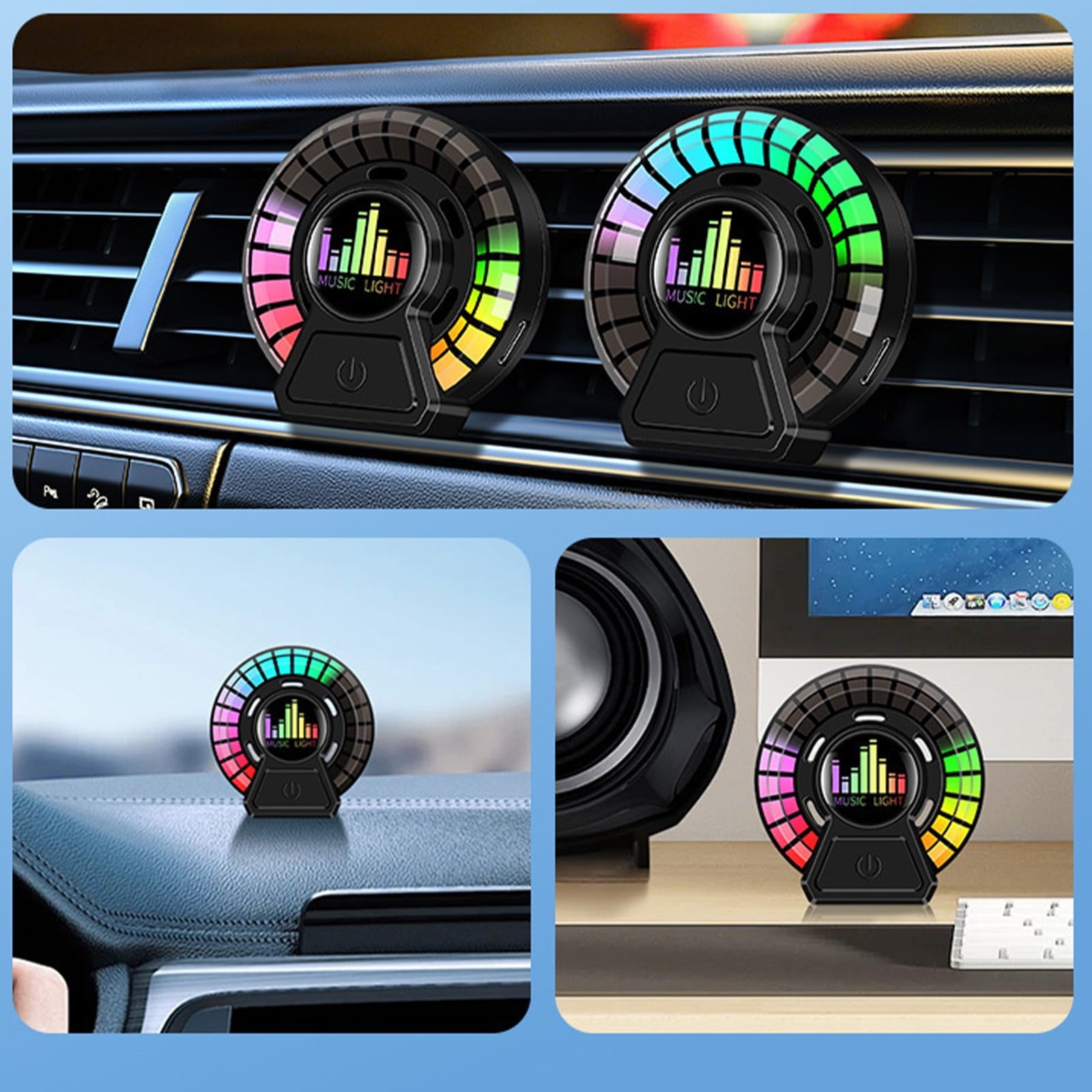 Car Aromatherapy Light Vent Clip Diffuser, LED Ambient Lamp Perfume Air Freshener Automotive Interior Decoration Accessory