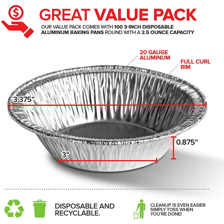 Stock Your Home 6 Inch Aluminum Foil Pie Pans (50 Count) - Disposable &  Recyclable Mini Pie Pans - Foil Pie Tin for Bakeries, Cafes, Restaurants 
