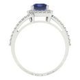 thumbnail image 4 of 1.935 ctw with Simulated Diamond Halo Accents Anniversary Ring for Women | Emerald Cut Simulated Tanzanite | Hyperallergenic Solid 18K White Gold, 4 of 5