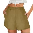thumbnail image 2 of Rezuofi 1 Pcs Womens Summer Shorts Mid-Waist Cuffed Hem Corduroy Shorts with Pockets, 2 of 5