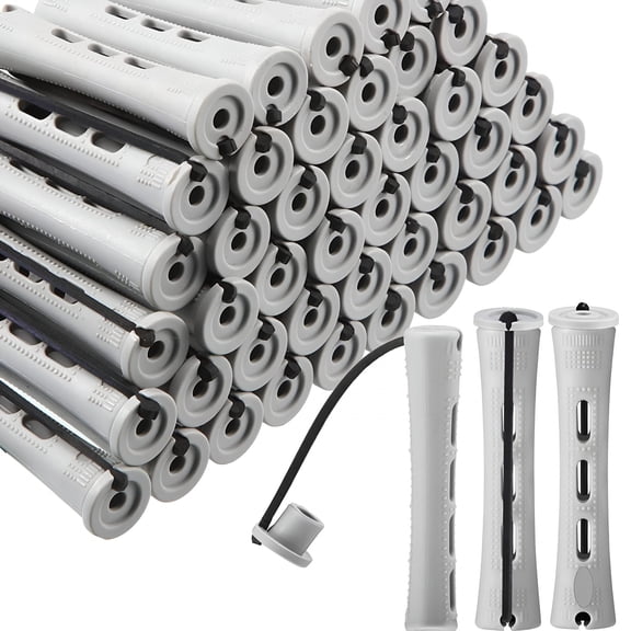 TUWAFE 60 Pcs Perm Rods Natural Long Short Hair with Elastic Rubber Band Non Slip Plastic
