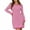 Rose red, variant on Fall Trendy Womens Long Sleeve Striped Pullover Sweater Crew Neck Casual Ribbed Knit Tunic Mini Dress