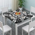 thumbnail image 3 of Black White Tie Dye Mandala Pattern Square Fitted Tablecloth with Elastic Edge,Square Table Cover,Washable Elastic Table Cover for Home Kitchen Party Decor 34"x34", 3 of 6