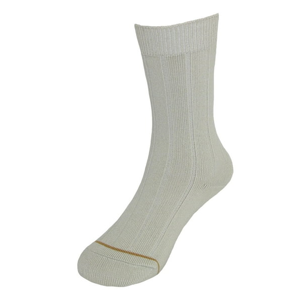 Gold Toe Boys Wide Rib Dress Crew Socks, 3-Pairs, Khaki/Stone/Khaki, Youth  Medium 