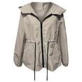 thumbnail image 5 of Rain Jacket for Women Outdoor Lightweight Waterproof Drawstring Waist Zip Up Hooded Jackets with Pockets Windbreaker, 5 of 7