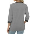 thumbnail image 5 of Ronuti Womens T Shirts 3/4 Length Sleeve Womens Tops Dressy Casual Crew Neck Color Block Tunic Tops, 5 of 7