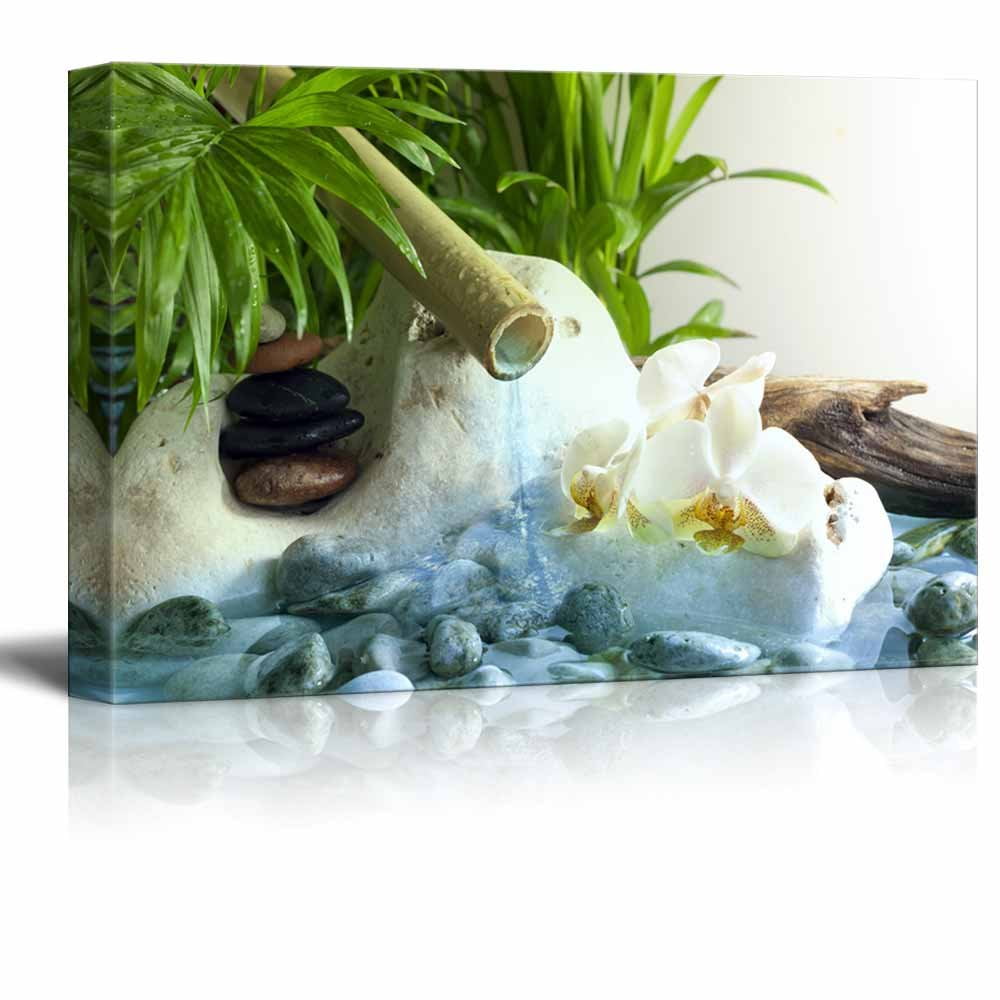 Wall26 - Orchids and Zen Stones with Falling Water Spa Concept - Canvas