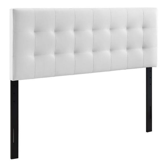 Pemberly Row King Upholstered Faux Leather and Wood Headboard in White