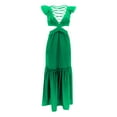 thumbnail image 5 of Usmixi Summer Dresses for Women Sexy Hollow out Ruffle Layer Flowy Swing A Line Long Dresses 2023 Sleeveless V-Neck Solid Maxi Formal Dress Green l, 5 of 6