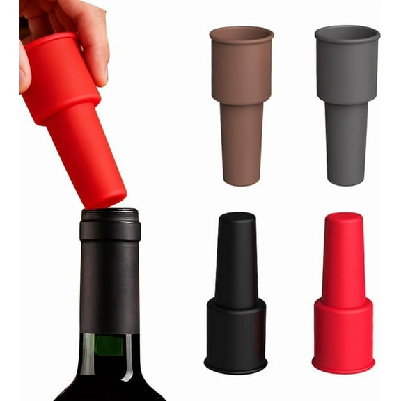 Silicone Wine Stopper for Wine Bottles, Reusable Sparkling Wine Bottle Stopper with Double Seal, Champagne Beer Bottle Cover Caps to Keep Fresh, Home Use (4 Pcs)