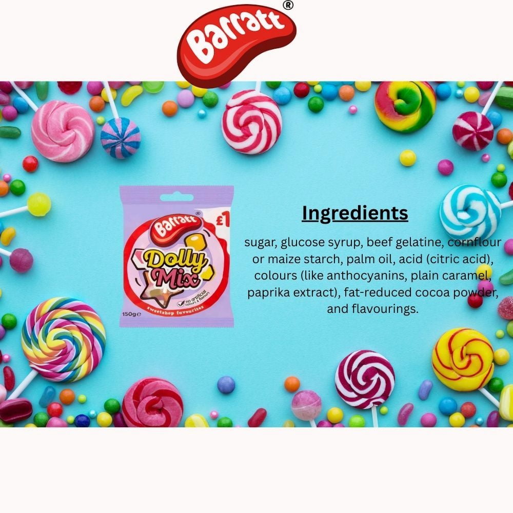Barratt Dolly Mix Multicoloured Candy and Jelly Sweets (150g x 12)