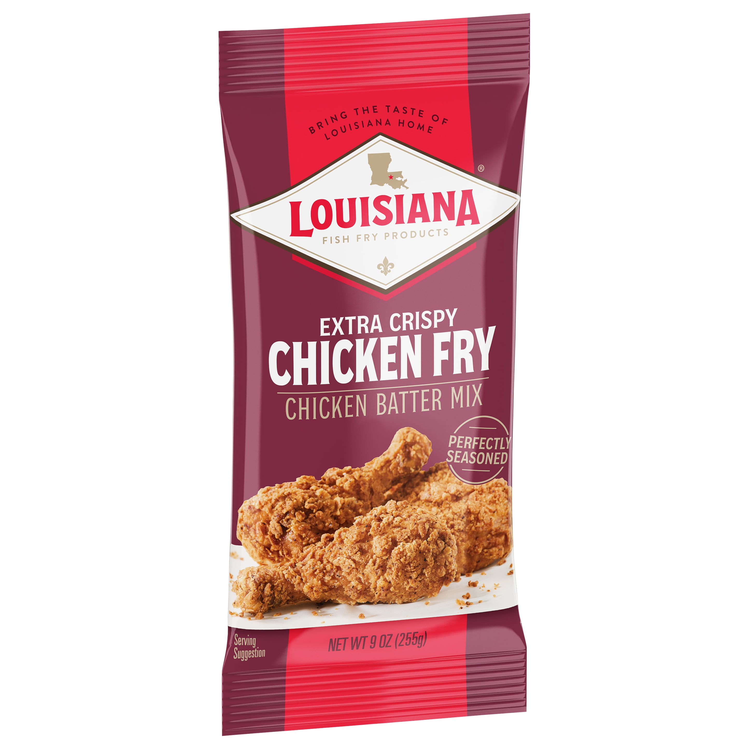 (12 pack) Louisiana Fish Fry Products Extra Crispy Chicken Fry Seasoned Batter and Coating Mix, 9 oz Bag
