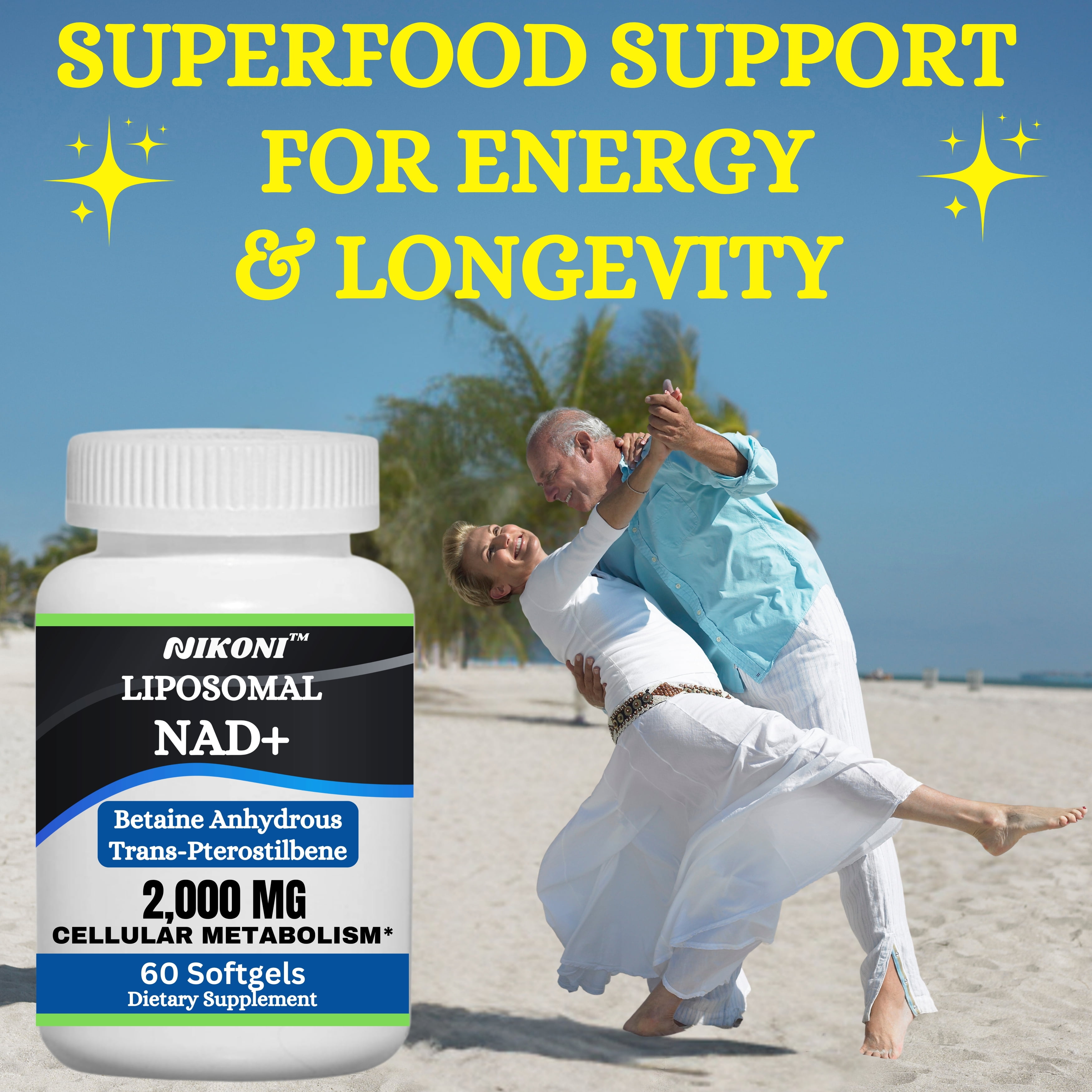 Nikoni Liposomal NAD+ Supplement, 2000 mg NAD with Betaine, Supports Cellular Energy & Metabolism – 60 Softgels