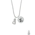thumbnail image 2 of Delight Jewelry Silvertone Large Boxing Glove Silvertone Script Initial Disc - L - Charm Necklace, 20"+3", 2 of 4