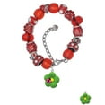 thumbnail image 2 of Delight Jewelry Resin Lime Green Daisy Flower with Hot Pink Ladybug Red Paw Print Bead Bracelet, 7"+2", 2 of 4