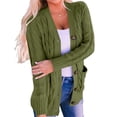 thumbnail image 1 of Suéter de Punto de Larga para Mujer, Otoño 2025, Cárdigan Abierto con Botones, Prenda Exterior Holgada Verde XL, 1 of 8