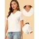 thumbnail image 2 of INSPIRE CHIC Blusa Informal Con Cuello En V Y Manga Corta Para Mujer Con Puntos Suizos Semitransparentes Blanco M, 2 of 6