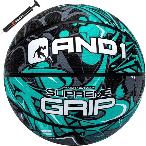AND1 Supreme Grip Basketball: Size 7 (29.5") Rubber, Deep Channel, Made for Indoor Outdoor Basketball