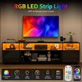 thumbnail image 3 of Aphthongs 90" LED TV Stand with Power Outlet for 100/90/85 Inch TVs, High Glossy Modern Entertainment Center TV Media Console Gaming with 2 Storage Cabinets for Living Room, Bedroom, 3 of 8