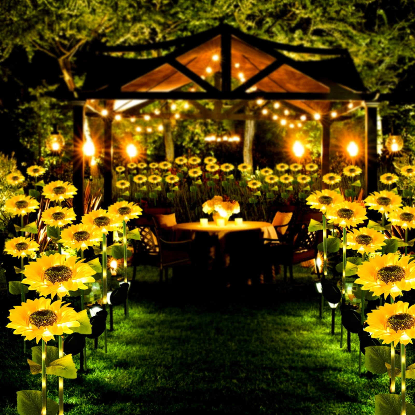 4 Packs Solar Sunflower Lights Garden Decor, Artificial Sunflowers Solar Garden Decorative Lights with Glowing Stems,Waterproof Solar Outdoor Lights for Lawn, Patio, Yard, Pathway