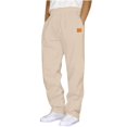 thumbnail image 4 of COSFO Open Bottom Mens Sweatpants Straight Casual Yellow Workout Trousers with Pockets Drawstring Loose Elastic Waist Pants, 4 of 4