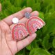 thumbnail image 2 of 1 Pair Valentine's Day Acrylic Earrings Love Couple Rainbow Be Mine Earrings------Product code 69125, 2 of 5