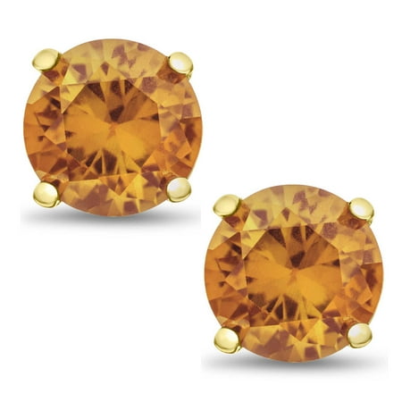 - Genuine Golden Citrine Round 3mm stud earrings, Gold Plated Sterling Silver Basket Set. Approx. 0.25 ct
