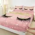 thumbnail image 3 of Castle Fairy Elegant Eyelash Girl 4 Pieces Queen Sheet Sets,Bling Makeup Ultra Soft Flat Sheet,Dreamy Princess Queen Fitted Sheet,Microfiber Bedroom Decor, 3 of 7