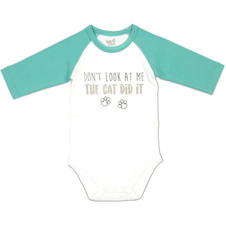 

Pavilion - Don t Look At Me The Cat Did It - Teal 3/4 Sleeve Unisex 12-24 Months Bodysuit