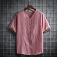 thumbnail image 2 of Dgankt Men's Casual Shirts V-Neck Collar Short Sleeve Linen Style Summer Mens Shirts,Sizes M-5XL, 2 of 4
