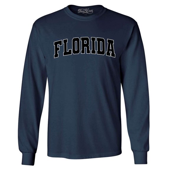 Shop4Ever Men's Florida State Letter Print Long Sleeve Shirt XX-Large Navy