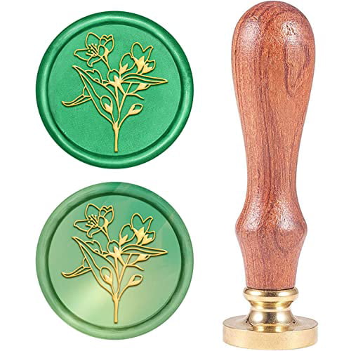 1pc Flower Brass Sealing Wax Seal Stamp Wood Handle 25mm for