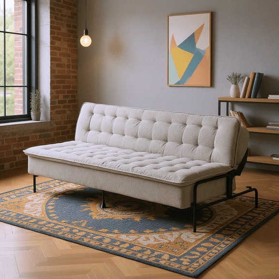 Homy Casa Convertible Sofa Bed Chair with Fabric Futon, Loveseats for Apartment, Living Room, Gray