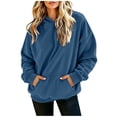 thumbnail image 2 of Women's Oversized Corduroy Hoodie, Long Sleeve Pullover Sweatshirt with Kangaroo Pocket, Casual Fall Winter Top | CSEONE,Blue L, 2 of 7