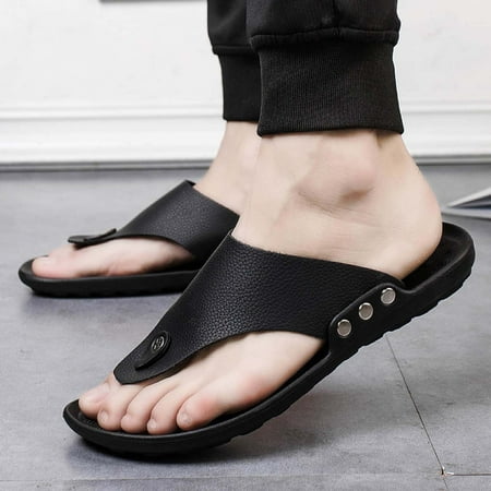 Sandals Under $15 Xysaqa Men Flip Flops Summer Beach Slipper Comfort Flip Flop Thong Sandals Mens Open Toe Faux Leather Slippers On Clearance