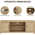 thumbnail image 4 of Rattan TV Stand for 65 inch, Boho Entertainment Center with Adjustable Shelves, Natural Oak TV & Media Cabinet 2-Tier Storage for Living Room Bedroom, 4 of 6