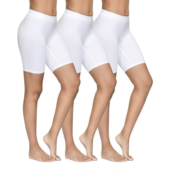 3 Pack Femmes Sans Couture Slip Shorts, Stretch Taille Haute anti chafe Yoga Vélo Court Boyshort, Culottes Élévatrices spandex Sous-Vêtements Shorts pour sous la Robe