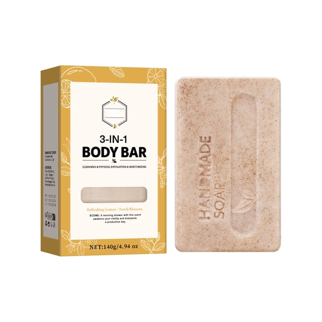 Jabón exfoliante de sándalo suave con aceite calmante. Sin sulfatos. Sin parabenos. Jabón esmerilado.