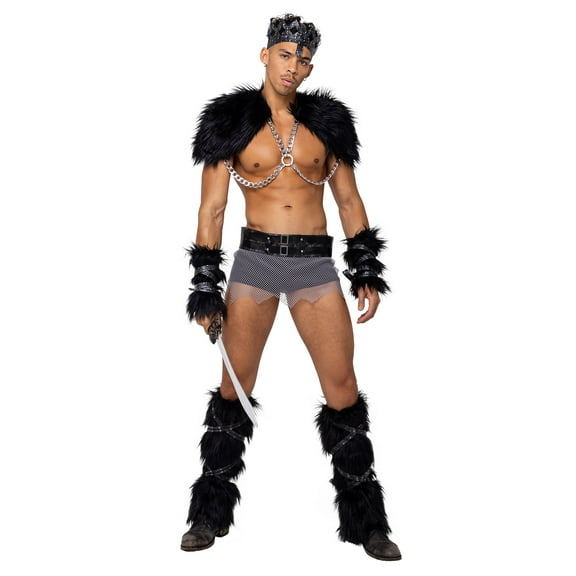 Roma Costume 6169 - 4PC Mens Viking Hunk, Black/Grey, Medium