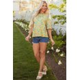thumbnail image 6 of Yellow Summer Flower Printed Drop Shoulder Loose T Shirt, 6 of 8