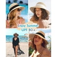 thumbnail image 4 of Sombrero de paja FURTALK para mujer, playa, sol, UV, UPF 80+, plegable, color caqui, 4 of 8
