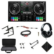 Hercules DJ Controller Inpulse 500 - 2 Deck USB DJ Controller with Mackie MC-100 Closed-Back Headphones , On-Stage Laptop Stand, Waith DJ Controller Case and Waith Cleaning Cloth (Bundle Set)
