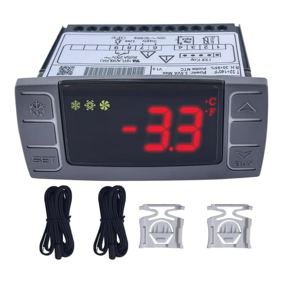 120V Digital Thermostat Controller Replacement Unit With Double Probes For Freezer Refrigerator Heating Devices