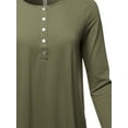 thumbnail image 4 of A2Y Women's Premium Solid Long Sleeve Dolphin Hem Shell Button Henley Top Shirt Olive L, 4 of 6